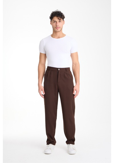 Gugus Erkek Baggy İthal Kumaş Pantolon Kahverengi