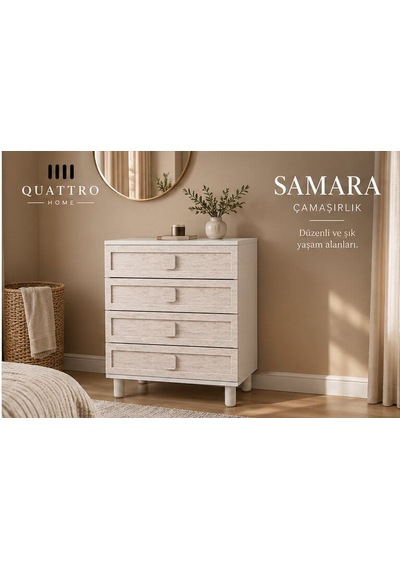 Samara Çamaşırlık Şifonyer Krem - Gri