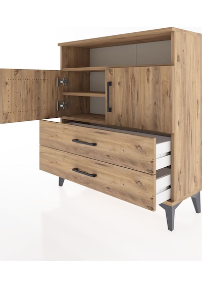 Arges Şifonyer 3 Raflı 2 Çekmeceli 2 Kapaklı 88x30x96 Çam-çam Çam
