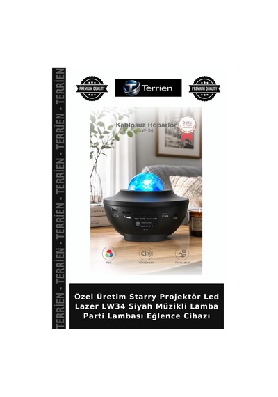 Özel Üretim Starry Projektör Led Lazer Lw34 Siyah Müzikli Lamba Parti Lambası Eğlence Cihazı