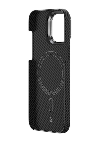 Zore Apple Uyumlu iPhone 15 Pro Max Magsafe Şarj Özellikli 600d Kevlar Krek Karbon Siyah