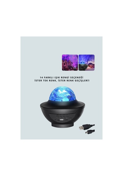 Astraltech Yıldız & Okyanus Dalga Projektörü Bluetooth / Usb Hoparlörlü Altın