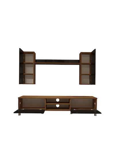 Decoraktiv Eko 5d Mdf Dvd Krom Ayaklı Tv Ünitesi Tv Sehpası Ceviz - Siyah