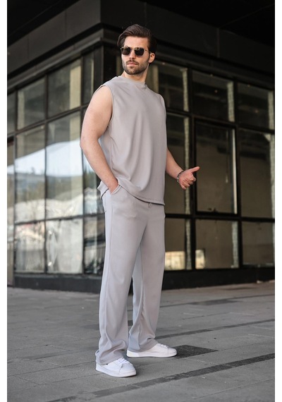 Madmext Boyalı Gri Rahat Kesim Erkek Alt Üst Takım E7353 Gri