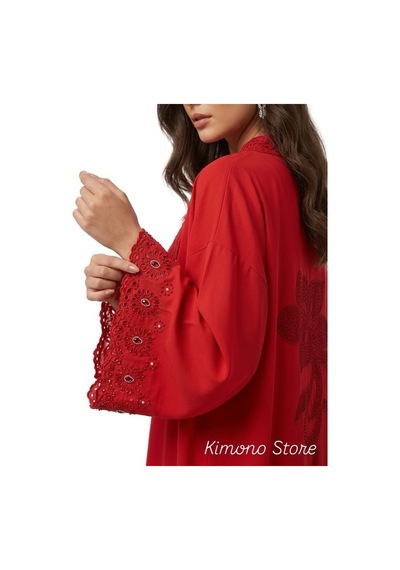 Lila Mare Pamuk Fistolu Özel Geceler İçin Kına Gecesi Kimono Kırmızı Kırmızı