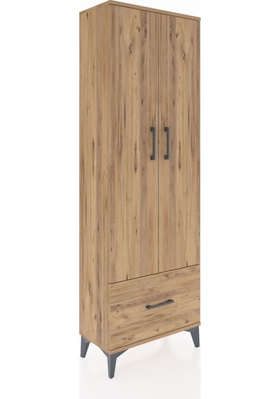 Arges Dolap 4 Raflı Tek Çekmeceli 2 Kapaklı 60x30x182 Çam-çam Çam
