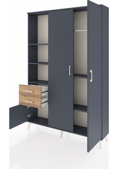Arges Dolap 5 Raflı 2 Çekmeceli Tek Askılı 132x30x195 Antrasit-antrasit/çam Antrasıt/atlas Çam Arges Dolap 5 Raflı 2 Çekmeceli Tek Askılı 132x30x195 Antrasit-antrasit/çam Antrasıt/atlas Çam