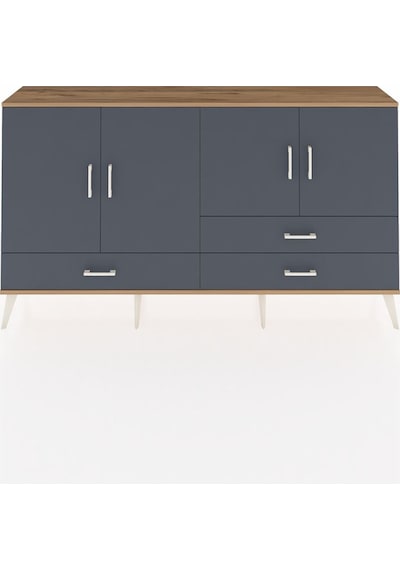 Arges Konsol 5 Raflı 3 Çekmeceli 4 Kapaklı 176x30x99 Çam-antrasit Çam-antrasit