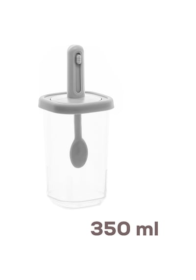 Porsima 4360 6lı Kaydırmalı Kendinden Kaşıklı Sızdırmaz Kapaklı Etiketli Baharatlık Seti - Saklama Kabı Beyaz - Şeffaf