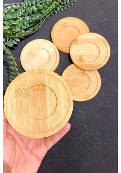 Bambu 6 Adet Yuvarlak Çay Bardağı Tabağı