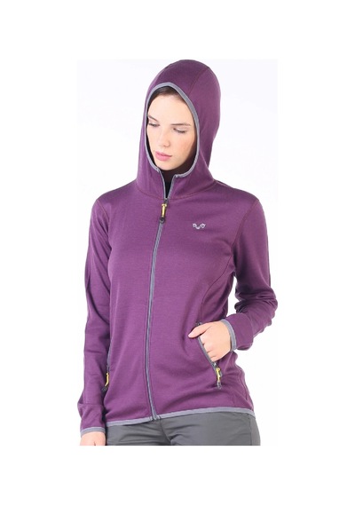 Woolona Marin Fermuarlı Kapüşonlu Kadın Sweatshirt - Prp Mor