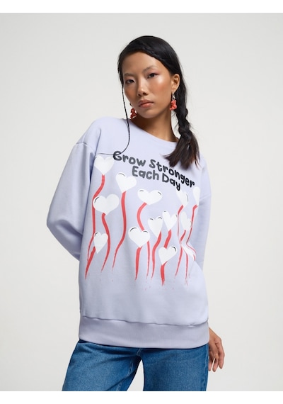 Oversize Kadın Sweatshirt Lila