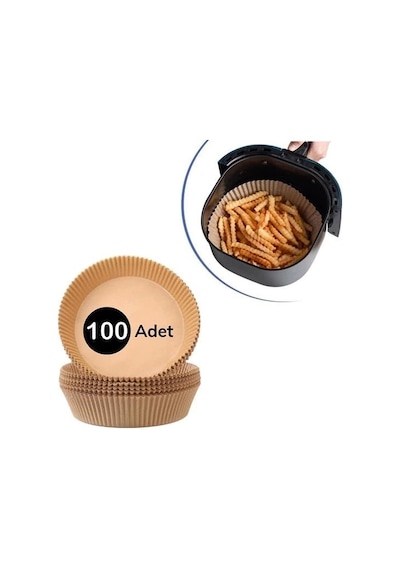 100 Adet Air Fryer Pişirme Kağıdı Tek Kullanımlık Yağlı Kağıdı Yuvarlak Tabak Model Çok Renkli