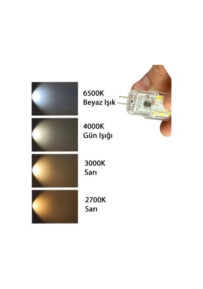 1 Adet Osaka 3w Beyaz Işık 6500k G4 Duylu İğne Bacak Led Kapsül Ampul