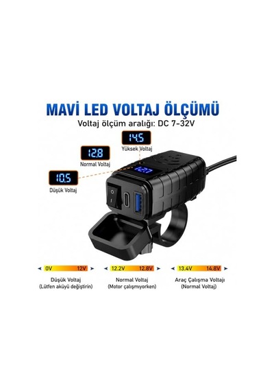 Motosiklet Hızlı Şarj Cihazı 12v-24v Su Geçirmez Çift Usb Type-c Pd Hızlı Şarj Portu Gidon Bağlantılı Telefon Tablet Şarj Adaptörü, Motosiklet, Bisiklet, Atv, Tekne, Motor Aksesuarı Mt4