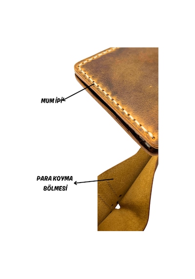 Parscraft El Yapımı Hakiki Deri Premium Cüzdan Taba Geniş Model Taba