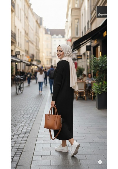 Sonbaharmoda Kadın Uzun Triko Elbise %100 Akrilik Bisiklet Yaka Rahat Ve Şık Kışlık Model Siyah Sonbaharmoda Kadın Uzun Triko Elbise %100 Akrilik Bisiklet Yaka Rahat Ve Şık Kışlık Model Siyah