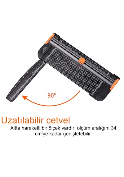 Giyotin Kağıt Kesici – A4 Kağıt Kesme Makinesi, Güvenlik Bıçaklı, Cetvelli, Çift Yönlü Kesim