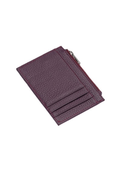 Westpolo Ivo Fermuarlı Bozuk Para Bölmeli Unisex Hakiki Flötr Deri Kartlık - Mor 4125838
