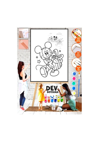 Mega Boyama Sayılarla Miky Boyama 25x35 Kanvas Tuval Akrilik Çocuk Hobi, Etkinlik Seti