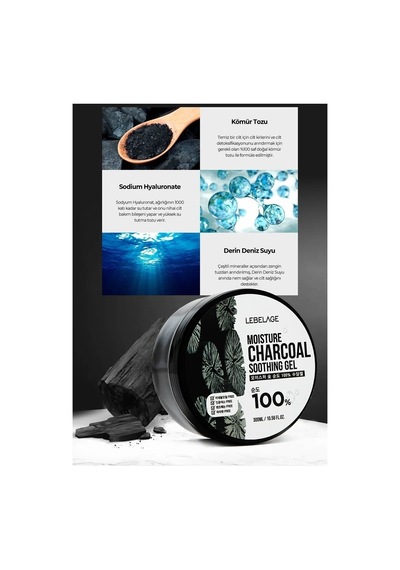 Lebelage Kömür Özlü Yatıştırıcı Ve Nemlendirici Charcoal Soothing Jel Krem 300 ML