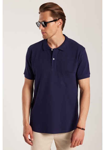 Tudors Erkek Regular Fit Klasik Kesim %100 Pamuk Düz Pike Lacivert Polo Yaka Tişört-33314 Lacivert