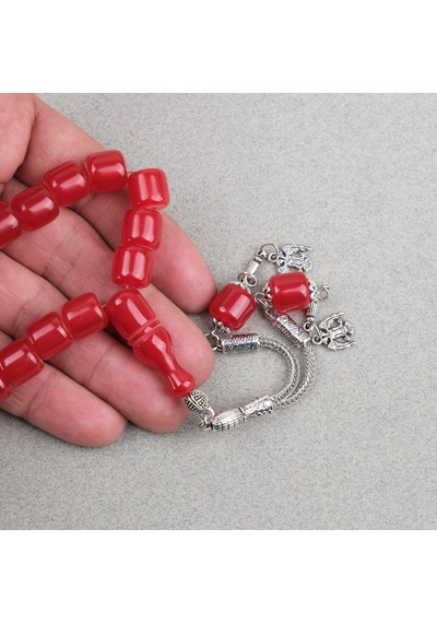 Katalin Çubuk Alpaka Püsküllü Kapsül Kesim 10.5x11mm Tesbih -kırmızı