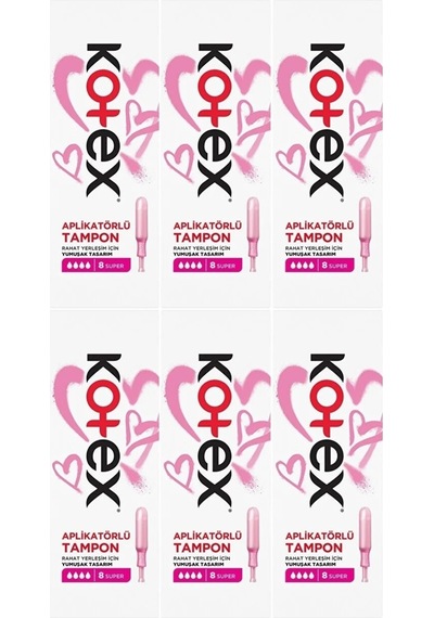 Kotex Aplikatörlü Tampon Süper 48 Li Set 6pk 8