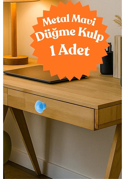 Klc Metal Yuvarlak Mavi Düğme Kulp - Çocuk Odası, Mutfak Ve Dolap İçin Modern Çekmece Kulbu Kulpları Mavi Mavi