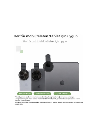 52mm Ultra Clear Cpl Polarize Filtre Klipsli Telefon Lens Yansıma Azaltıcı Siyah