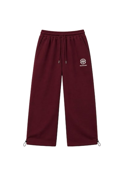 Zaee Kawasaki Nakışlı Ayarlanabilir Paça Premium Baggy Eşofman Altı Bordo