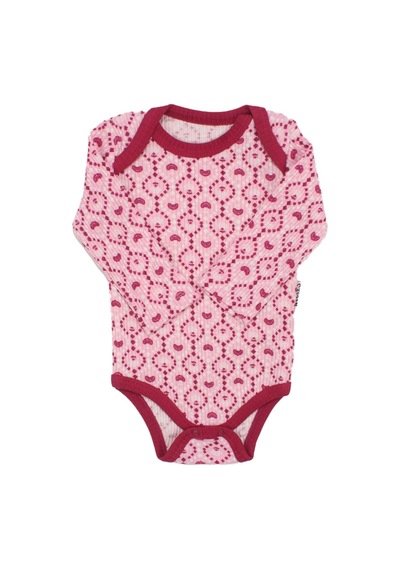 By Bebekodam Kız Bebek Fuşya Pembe Omuzları Fırfırlı Kalp Desenli 3'lü Zıbın Set