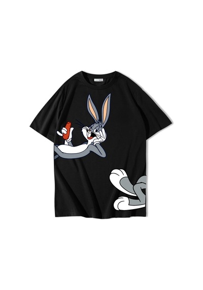 Brz Collectıon Brz Collection Unisex Oversize Bugs Bunny T-shirt Siyah