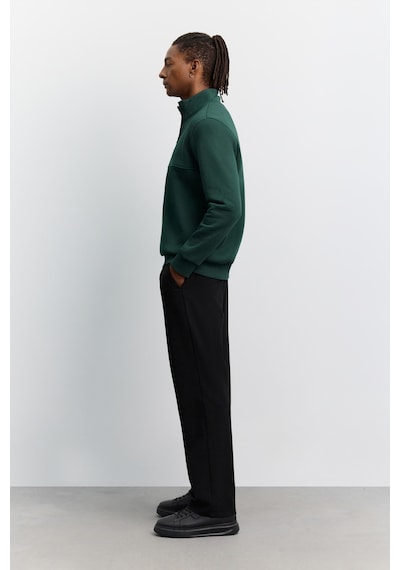 Avva Erkek Koyu Yeşil Dik Yaka Fermuarlı -5 Dereceye Dayanıklı Regular Fit Sweatshirt A62y1351