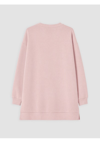 LC Waikiki Lc Waıkıkı Pembe Baskılı Kadın Kalın Sweatshirt Tunik