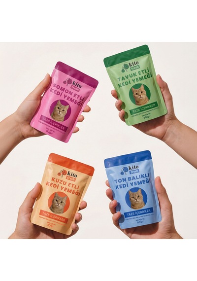 Kito Fresh Somonlu Kedi Yemeği %100 Taze İçerikli Mama 80 G X 8 Adet