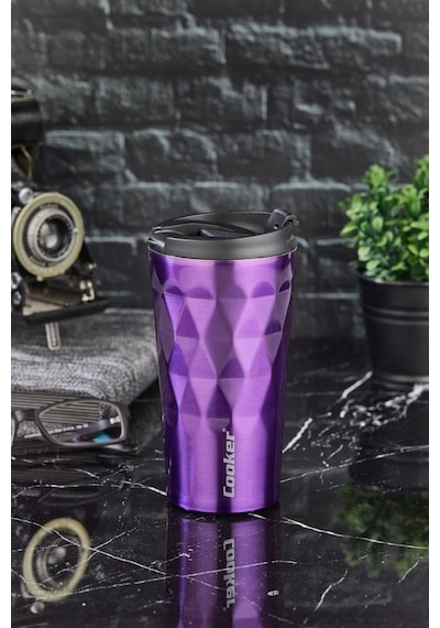 Cooker Lüx 350 ML Prizma Çelik Termos Mug Mor - Ckr2048
