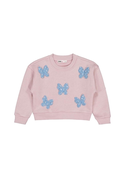 Civil Girls Kelebek Aksesuarlı 2-5 Yaş Sweatshirt Açık Gülkurusu