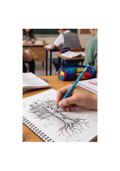Siyah Kurşun Kalem Mercanlı 6 Adet Faber Castell Mercanlı Kurşun Tahta Kalem Hb Orta Dereceli Öğrenci Kalemi Okul Çok Renkli