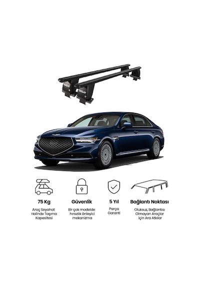 Royal Genesis G90 2016 Ve Sonrası Uyumlu Siyah Ara Atkı Port Bagaj Tavan Barı