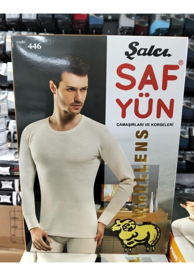 Şalcı Şalçı Safyün Erkek %75 Yün Uzun Kollu Fanila Atlet İçlik 446 - 2 Adet Ekru