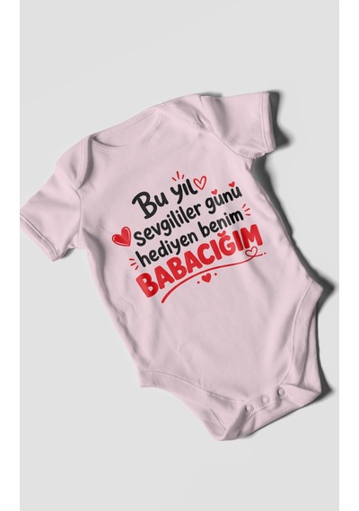 Morivokids Babaya Özel Kısa Kollu Bebek Body %100 Pamuk Zbn295-kk Bebe Pembe
