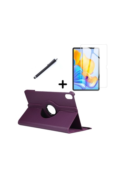 Honor Pad 8 12 Inç Uyumlu 360 Dönebilen Standlı Tablet Kılıfı Ekran Koruyucu Ve Kalem Seti Mor