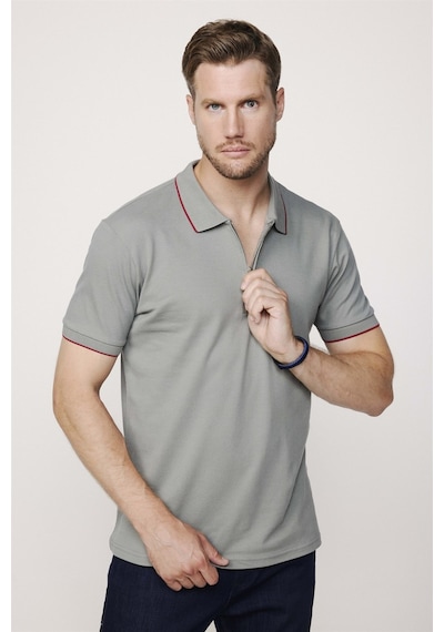 Tudors Erkek Polo Yaka Slim Fit Pamuk Fermuarlı Pike Gri Tişört-27687-Gri Tudors Erkek Polo Yaka Slim Fit Pamuk Fermuarlı Pike Gri Tişört-27687-Gri