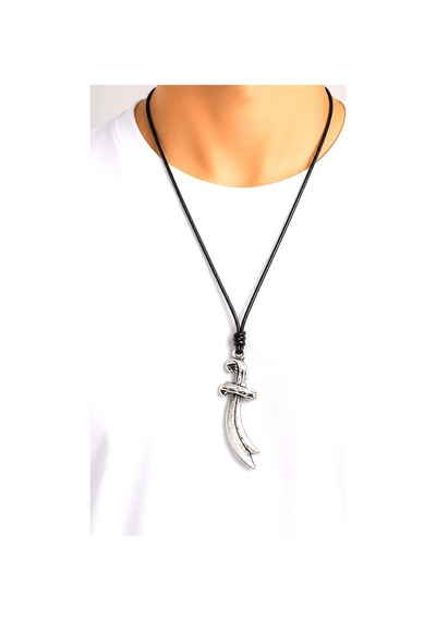 Kore İp Askılı Ve Krom Çelik Kaplamalı Unisex Tribal Kolye Kkrm-05 Gümüş1