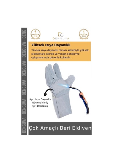 Yanmazeldiven Isıya Dayanıklı Yanmaz A Kalite Lamineli Su Geçirmez Pütürlü Konforlu Çok Amaçlı Deri