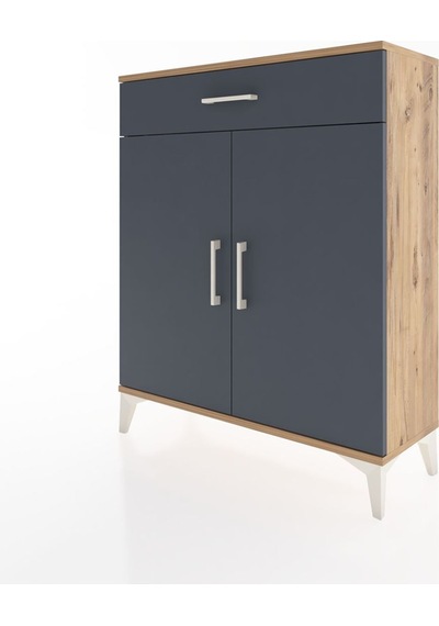 Arges Şifonyer Tek Raflı Tek Çekmeceli 2 Kapaklı 88x30x106 Çam-antrasit Atlas Çam