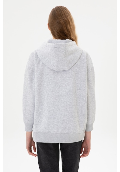 U.S. Polo Assn. Kadın Açık Gri Şardonlu Kapüşonlu Sweatshırt 50314130-VR001