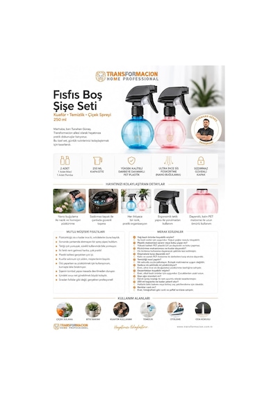 Transformacion 2'li 250 Ml Kuaför Temizlik Çiçek Spreyi Fısfıs Boş Şişe Seti 711683