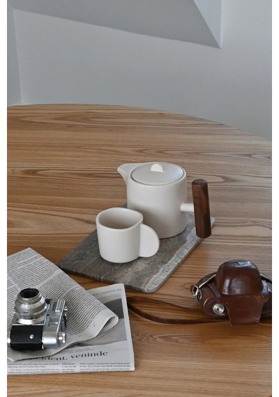 101 Copenhagen Native Tea Pot Birch El Yapımı Taş Seramik Çaydanlık Krem